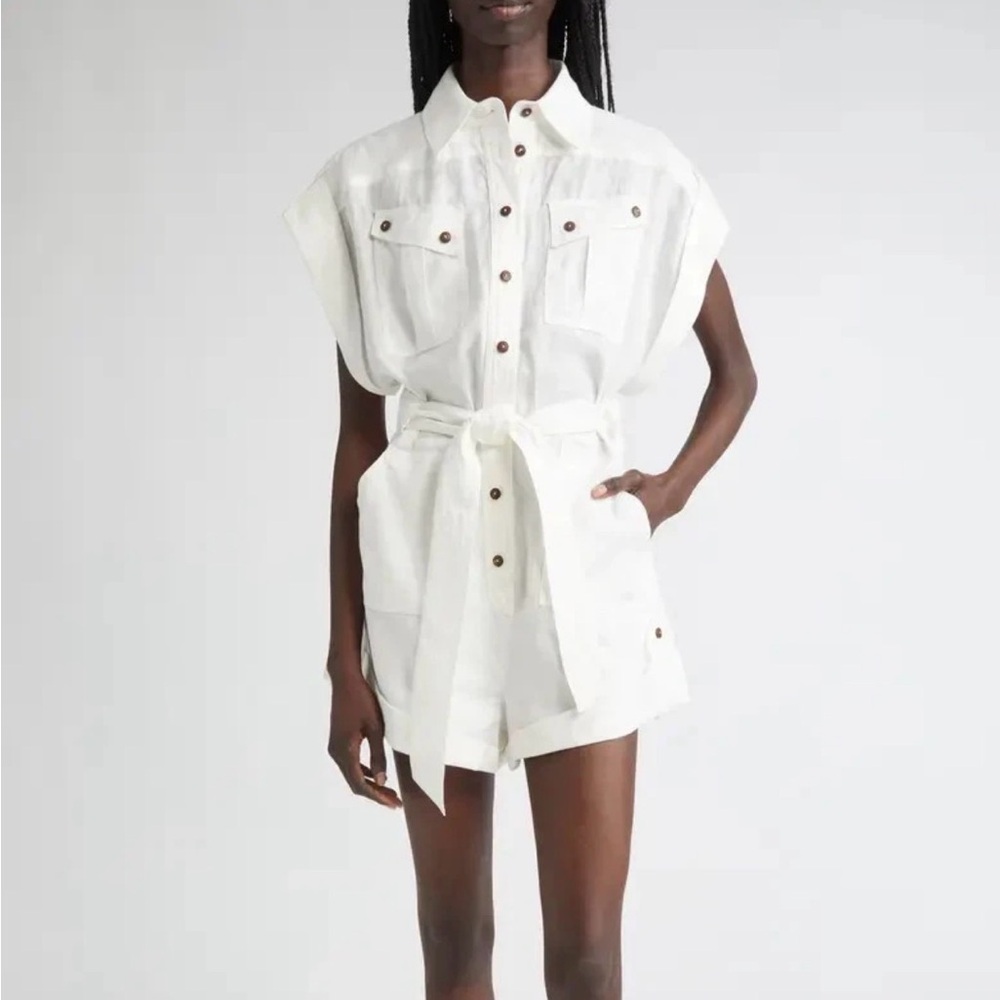 Zimmermann Rhiannon Cuffed Linen Playsuit